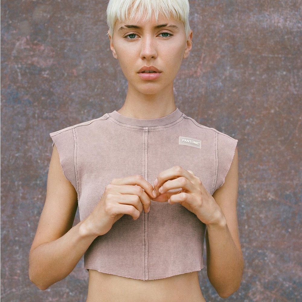PANTONE™ WASHED EFFECT RIB CROP TOP Sz Small Lilac Pink Streetwear Y2K Festival